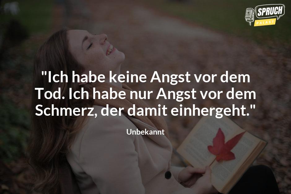 Bild mit dem Spruch"Ich habe keine Angst vor dem Tod. Ich habe nur Angst vor dem Schmerz, der damit einhergeht."