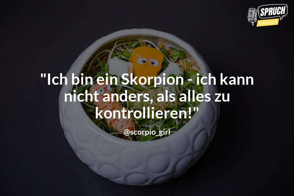 Bild mit dem Spruch"Ich bin ein Skorpion - ich kann nicht anders, als alles zu kontrollieren!"